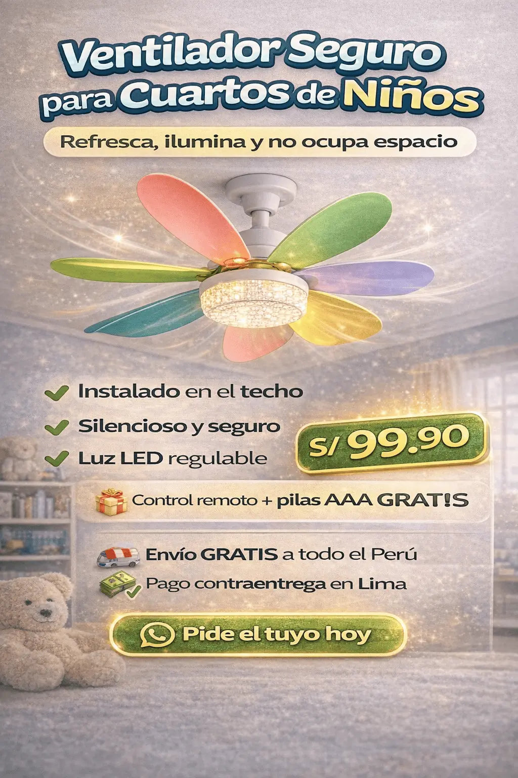 Ventilador de 6 aspas de Colores 🌈